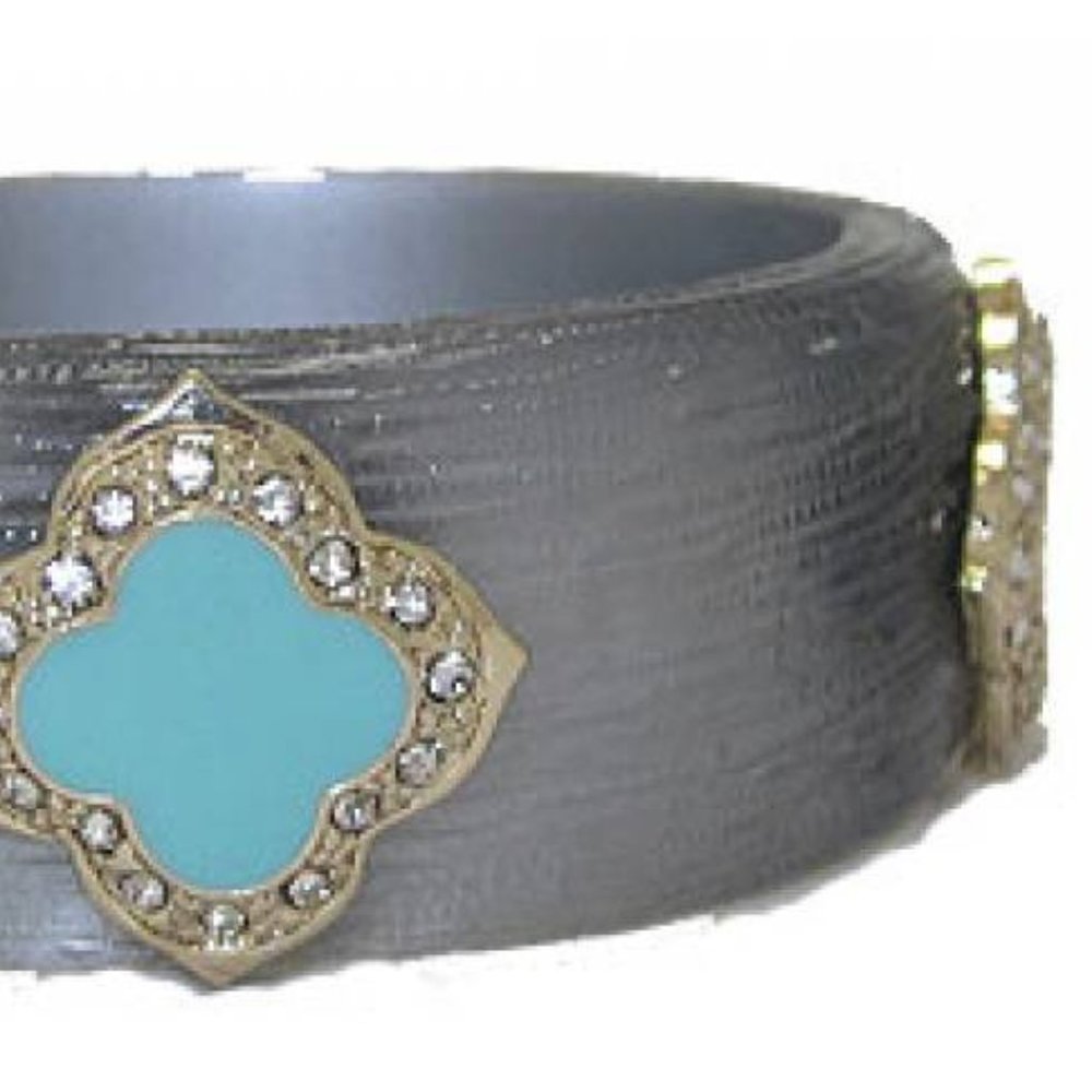 Gray Resin Bangle Bracelets with Crystal NEW - Picture 3 of 3
